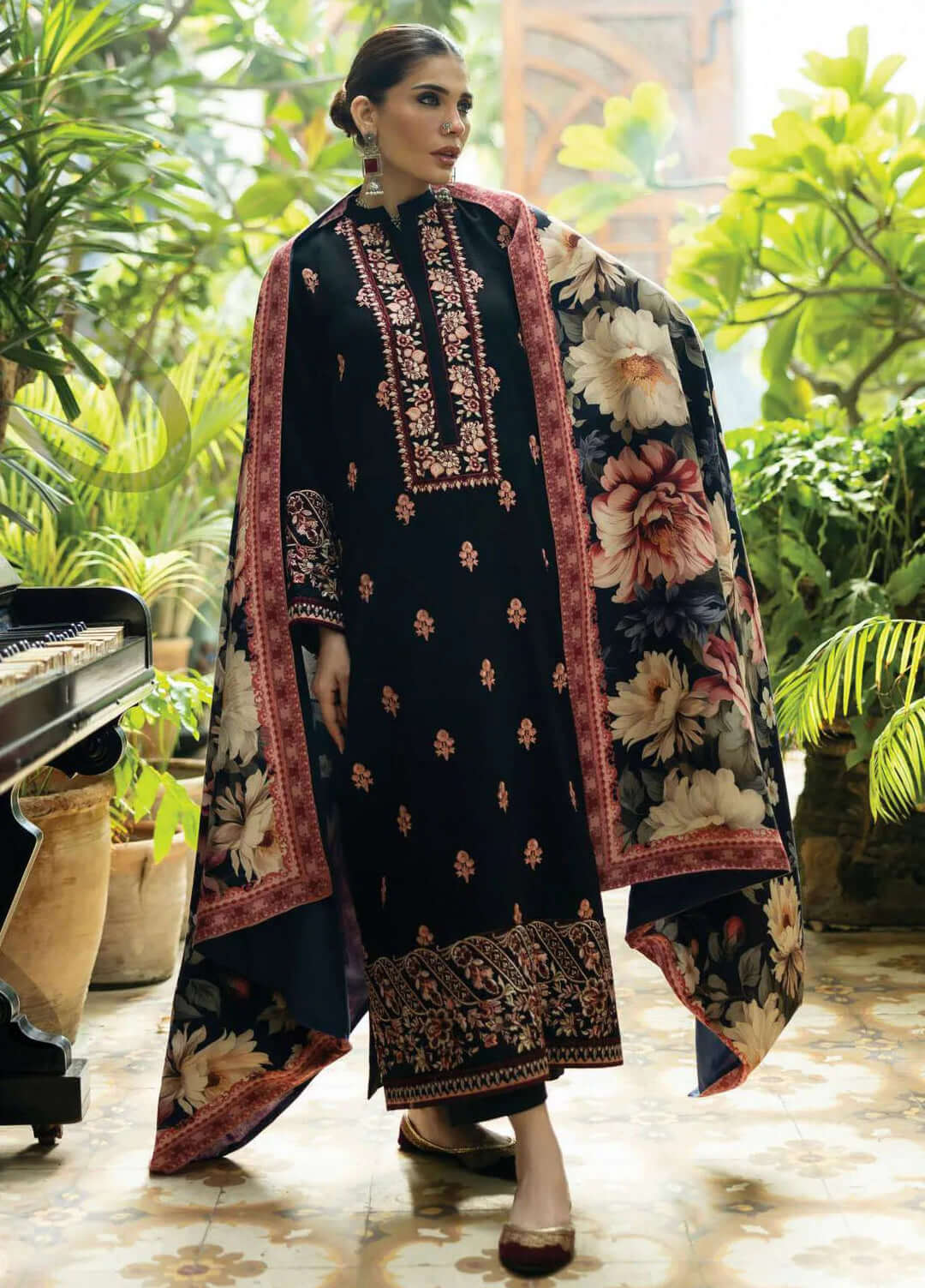3 Piece Unstitched Embroidered Dhanak Suit | Vol 2