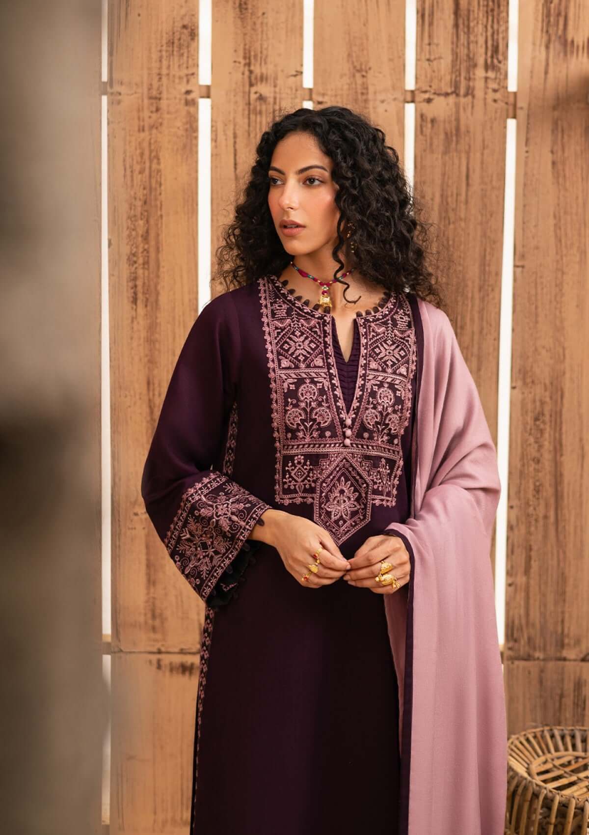 3 Piece Unstitched Embroidered Dhanak Suit | Vol 2