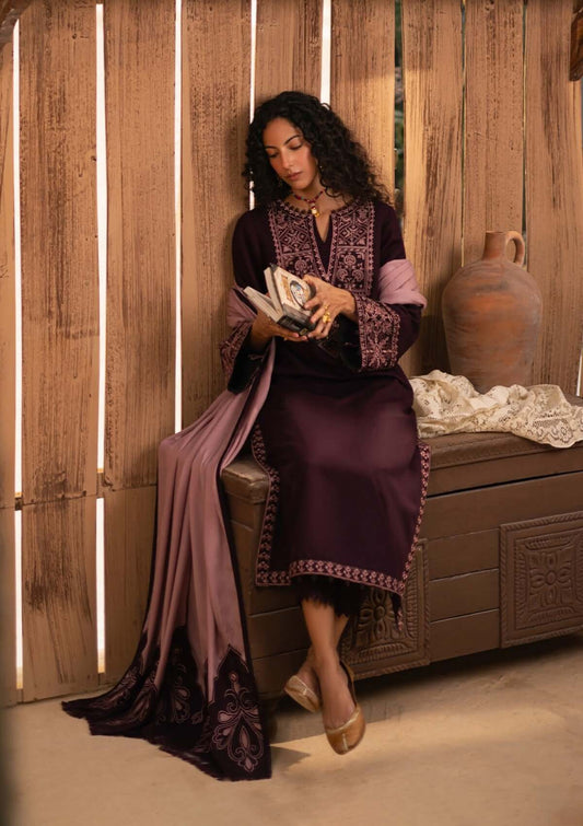 3 Piece Unstitched Embroidered Dhanak Suit | Vol 2
