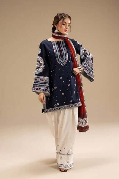 3 Piece Unstitched Embroidered Dhanak Suit | Vol 2