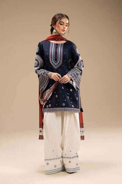 3 Piece Unstitched Embroidered Dhanak Suit | Vol 2