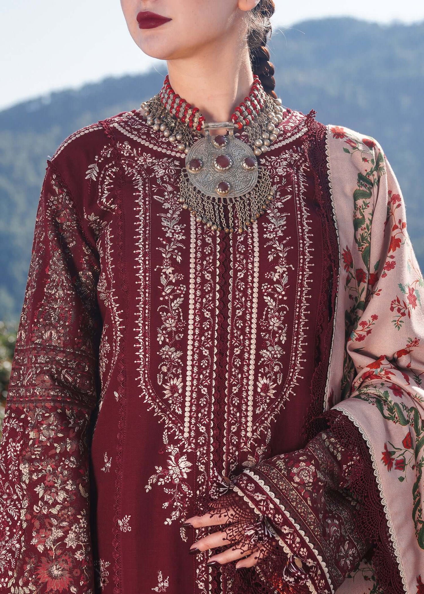 3 Piece Unstitched Embroidered Dhanak Suit | Vol 2