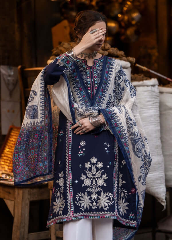 3 Piece Unstitched Embroidered Dhanak Suit | Vol 2