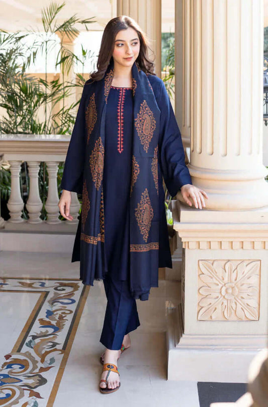 3 Piece Unstitched Embroidered Dhanak Suit | Vol 2