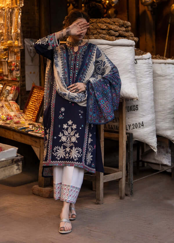 3 Piece Unstitched Embroidered Dhanak Suit | Vol 2