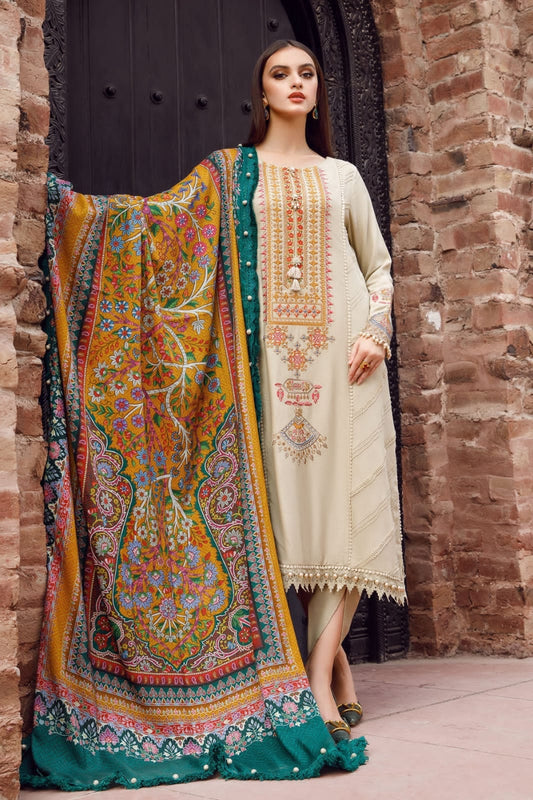 3 Piece Unstitched Embroidered Dhanak Suit | Vol 2