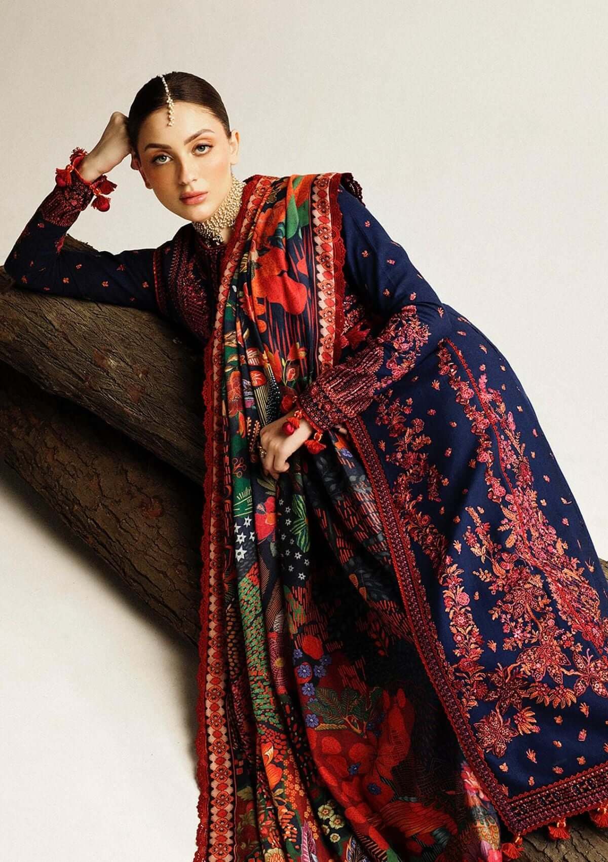 3 Piece Unstitched Embroidered Dhanak Suit | Vol 2