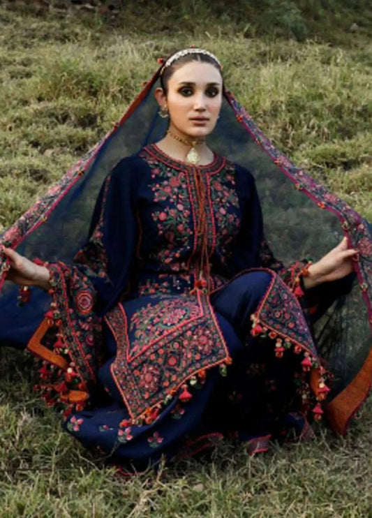 3 Piece Unstitched Embroidered Dhanak Suit  | Vol 2