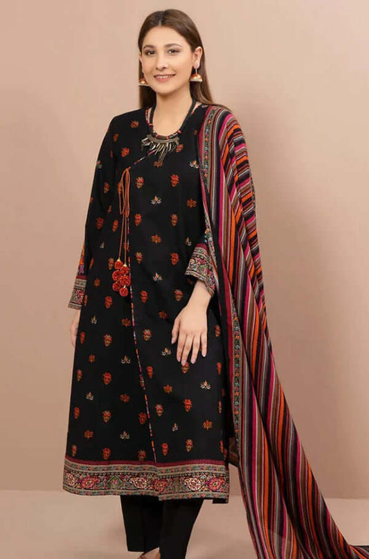 3 Piece Unstitched Embroidered Dhanak Suit | vol 2