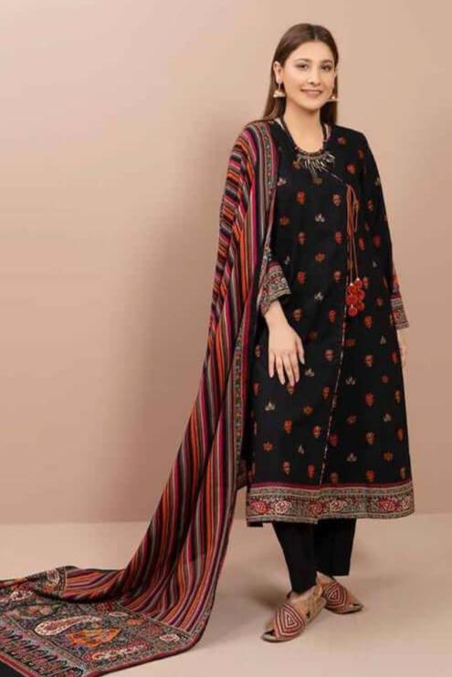 3 Piece Unstitched Embroidered Dhanak Suit | vol 2
