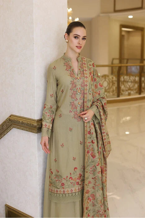 3 Piece Unstitched Embroidered Dhanak Suit | Vol 2
