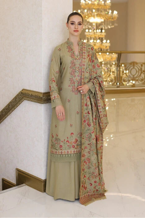 3 Piece Unstitched Embroidered Dhanak Suit | Vol 2
