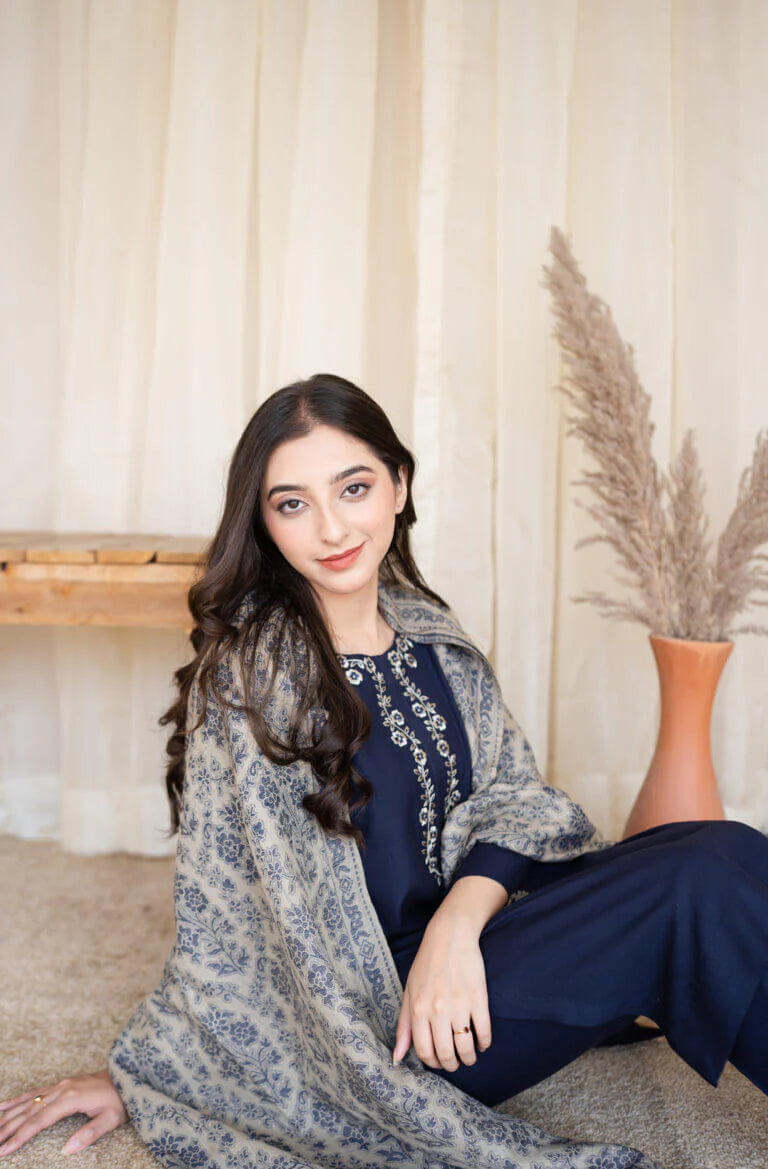 3 Piece Unstitched Embroidered Dhanak Suit | Vol 2