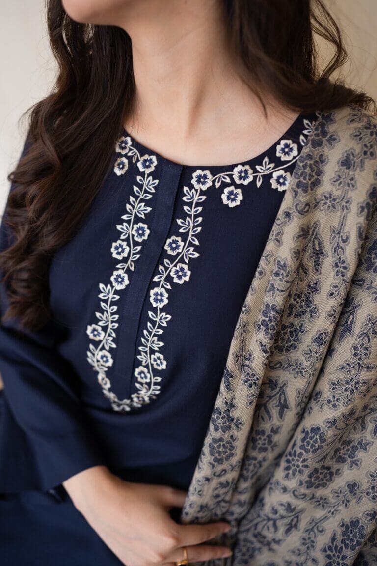3 Piece Unstitched Embroidered Dhanak Suit | Vol 2