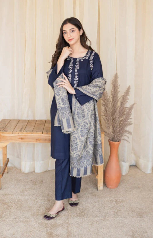 3 Piece Unstitched Embroidered Dhanak Suit | Vol 2