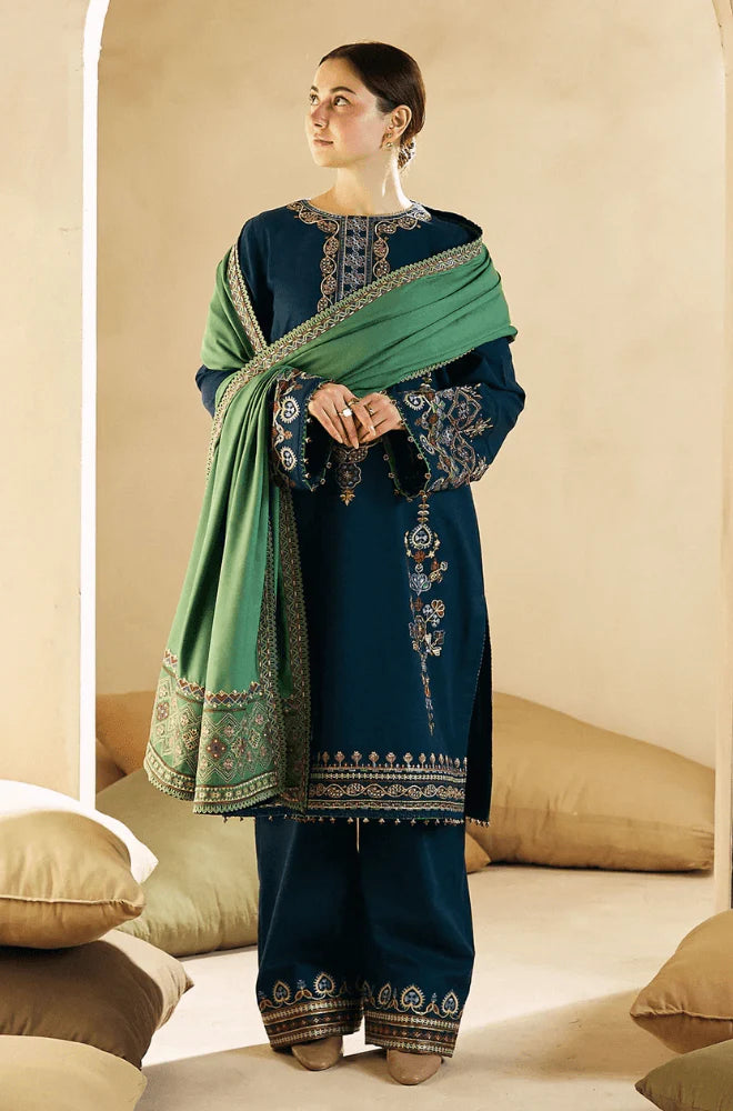 3 Piece Unstitched Embroidered Dhanak Suit | Vol 2