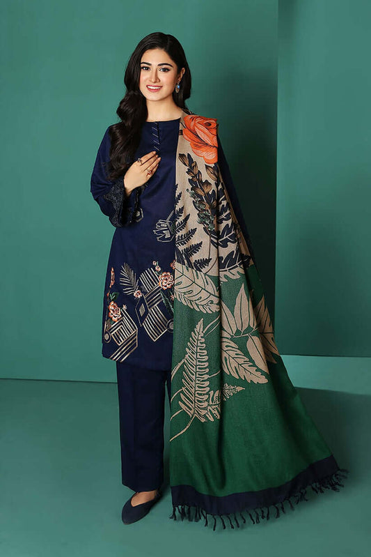3 Piece Unstitched Embroidered Dhanak Suit | Vol 2