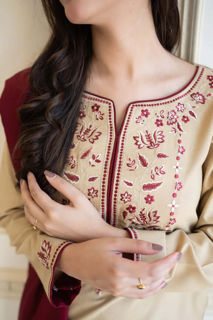 3 Piece Unstitched Embroidered Dhanak Suit | Vol 2