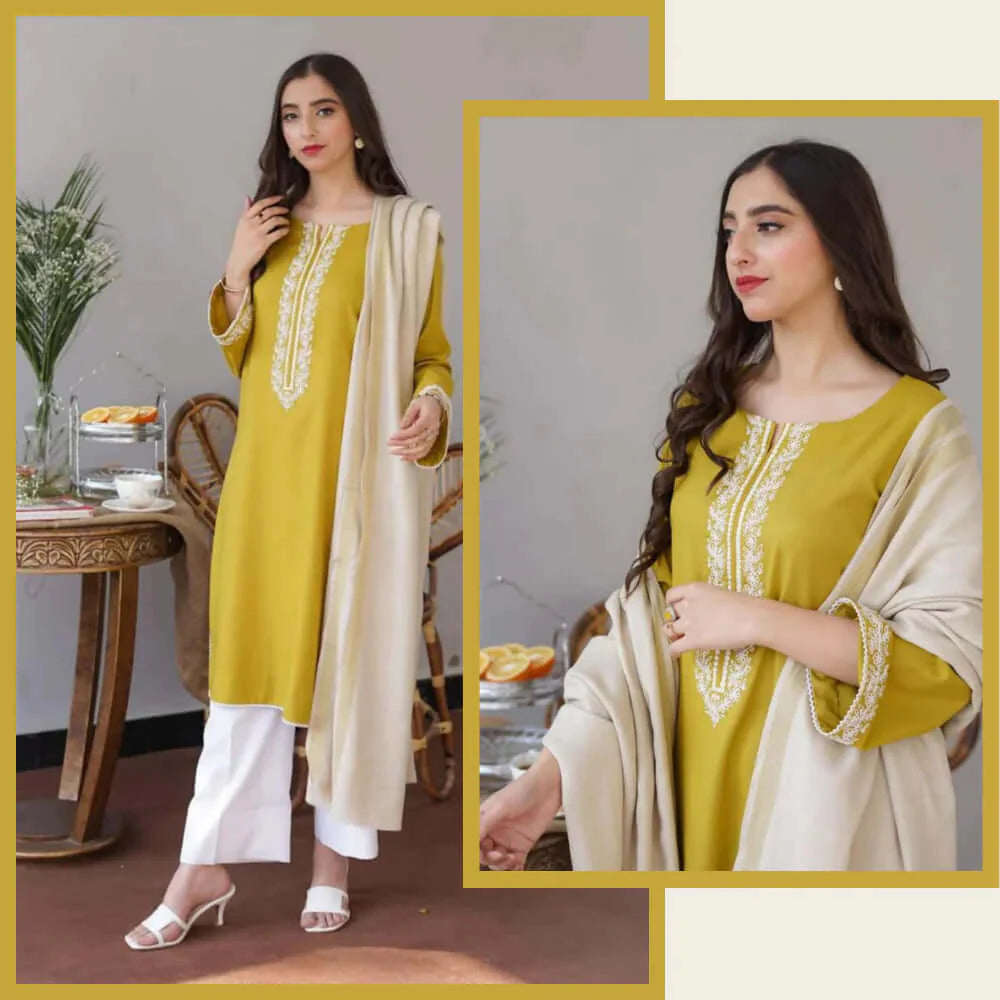 3 Piece Unstitched Embroidered Dhanak Suit | Vol 2