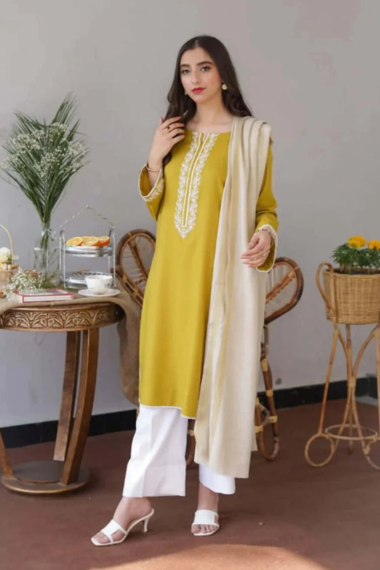 3 Piece Unstitched Embroidered Dhanak Suit | Vol 2