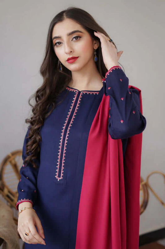 3 Piece Unstitched Embroidered Dhanak Suit | Vol 2