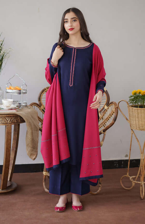 3 Piece Unstitched Embroidered Dhanak Suit | Vol 2