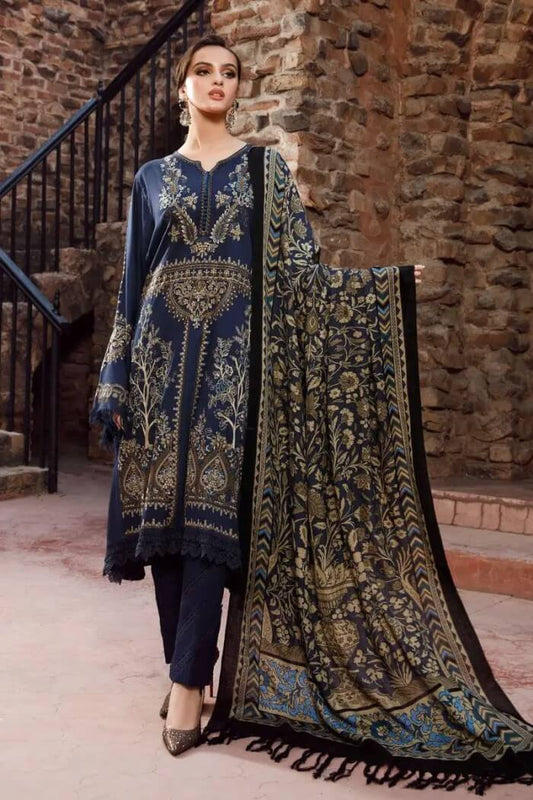 3 Piece Unstitched Embroidered Dhanak Suit | Vol 2