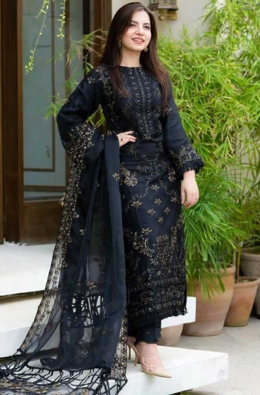 3 Piece Unstitched Embroidered Dhanak Suit | Vol 2