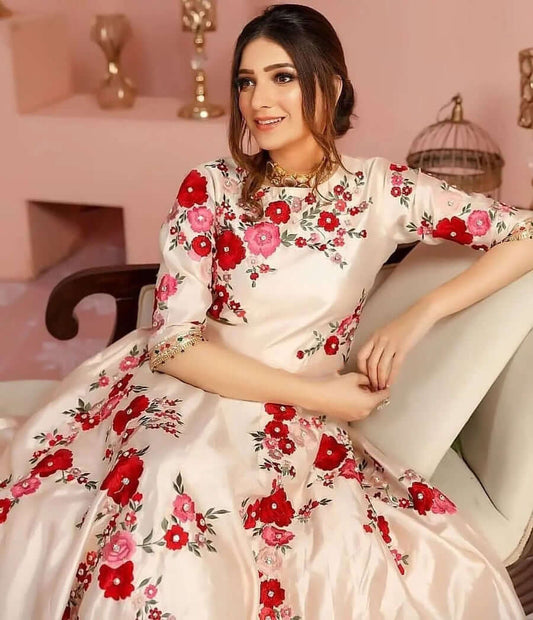 3 Piece Unstitched Embroidered Silk Frok / Mexi | Vol 2