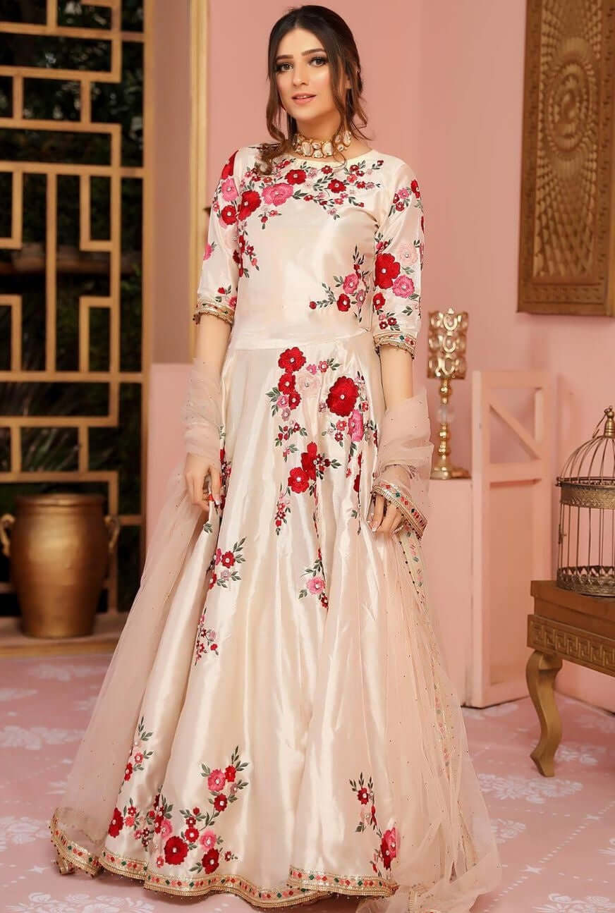 3 Piece Unstitched Embroidered Silk Frok / Mexi | Vol 2