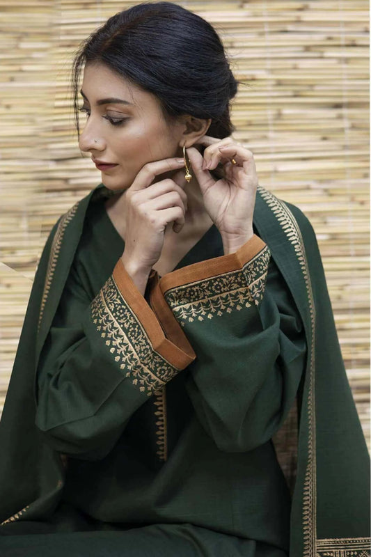 3 Piece Unstitched Embroidered Dhanak Suit | Vol 2