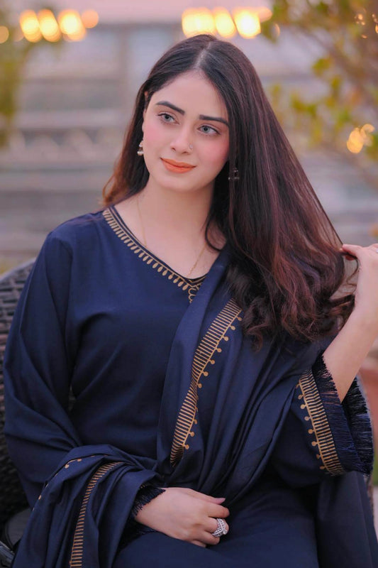 3 Piece Unstitched Embroidered Dhanak Suit | Vol 2