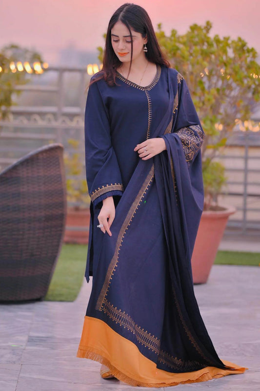 3 Piece Unstitched Embroidered Dhanak Suit | Vol 2