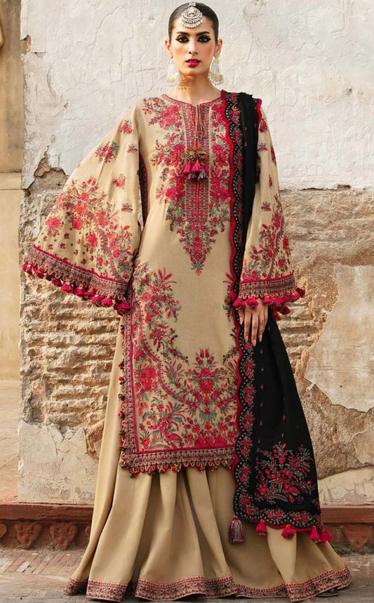 3 Piece Unstitched Embroidered Dhanak Suit | Vol 2