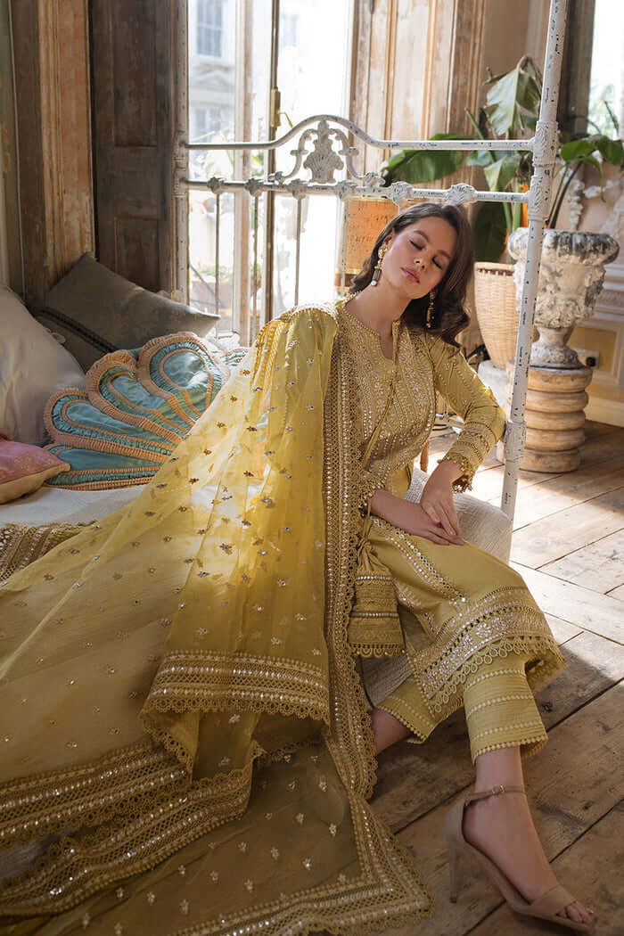 SN 62-3 Piece Unstitched Heavy Embroidered Pure Lawn Suit with Embroidered Organza Dupatta