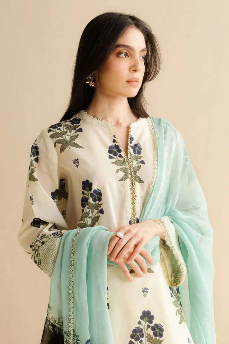 CO 492-3 Piece Unstitched Digital Printed Pure Lawn Suit with Fine Printed Lawn Dupatta