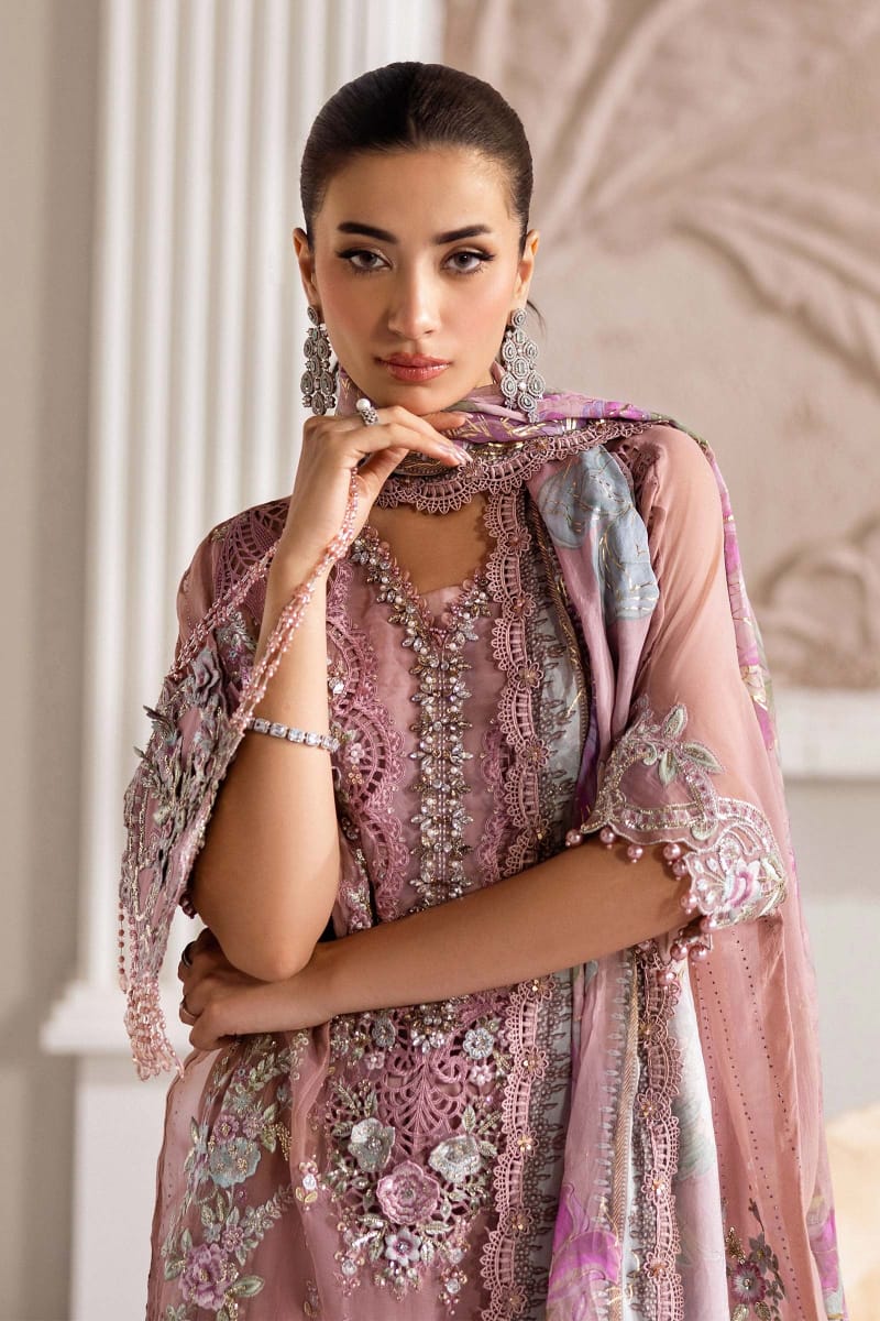 3 Piece Unstitched Embroidered Chiffon Suit | Gleam - 25