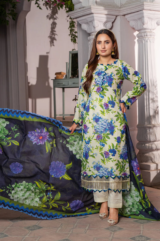 3 Piece Printed Lawn Unstitched Suit | Printed Lawn-25