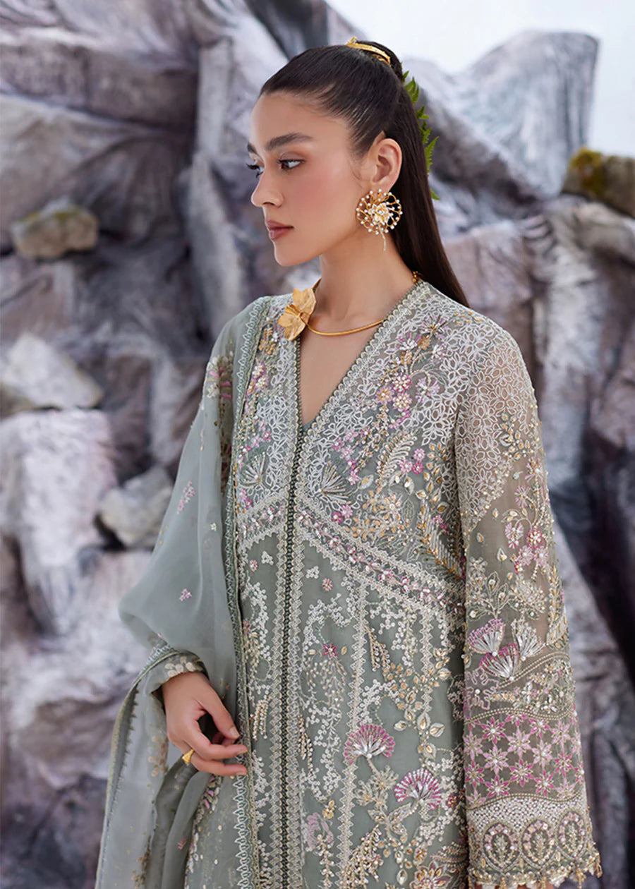 3 Piece Unstitched Embroidered Silk Suit | Gleam 25