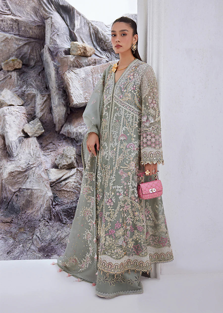 3 Piece Unstitched Embroidered Silk Suit | Gleam 25
