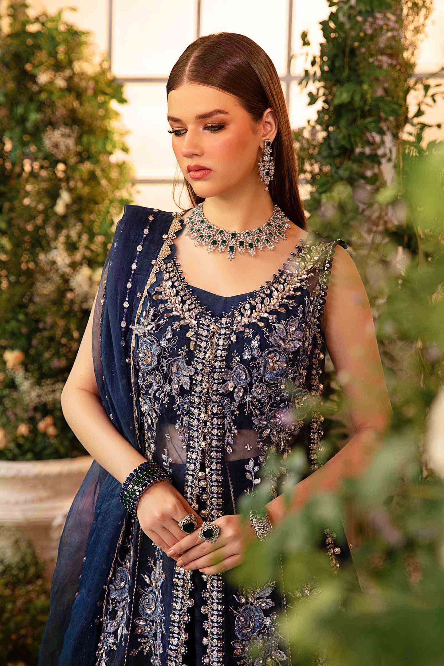3 Piece Unstitched Embroidered Organza Suit | Gleam 25