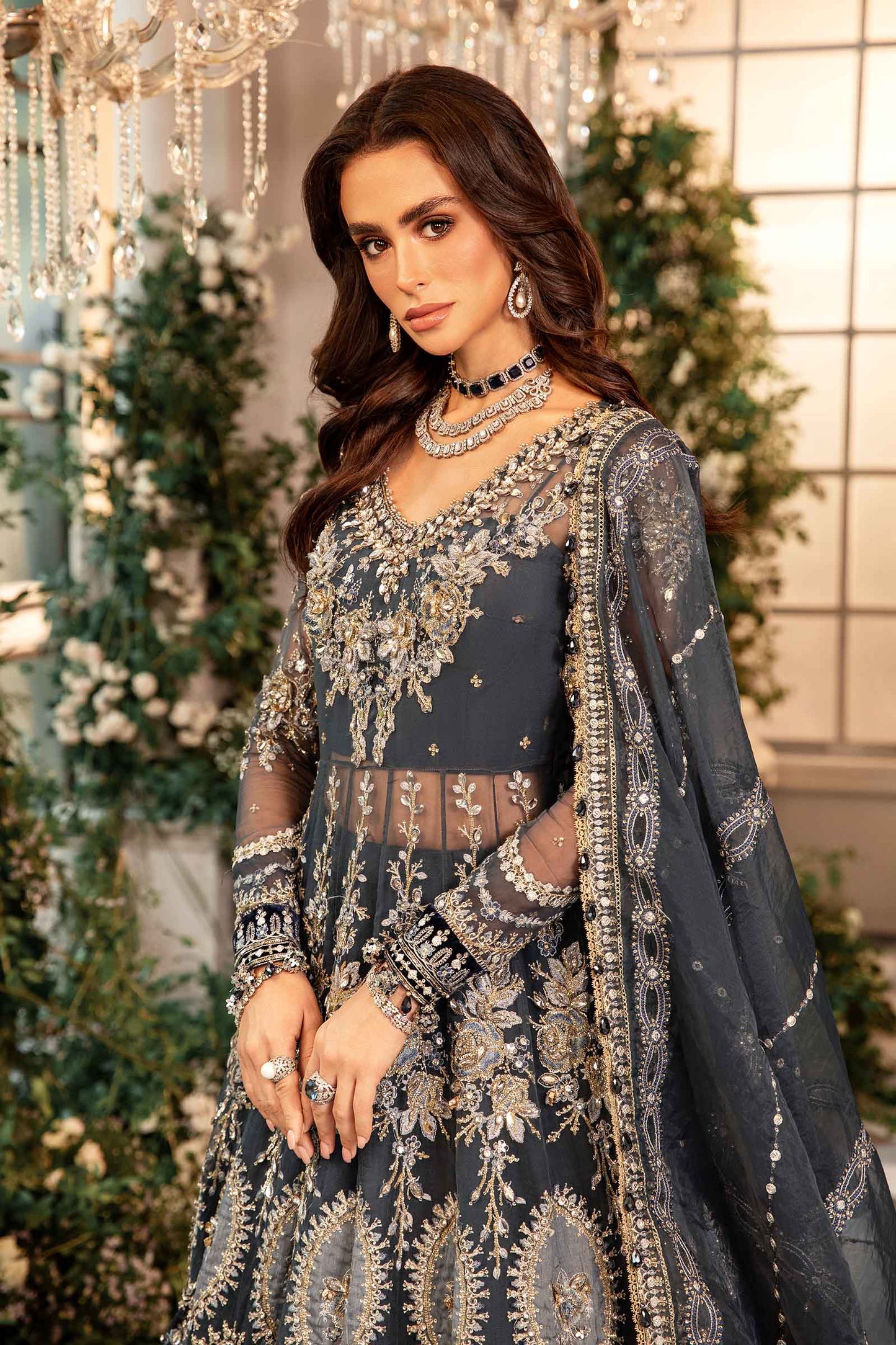 3 Piece Unstitched Embroidered Organza Suit | Gleam 25