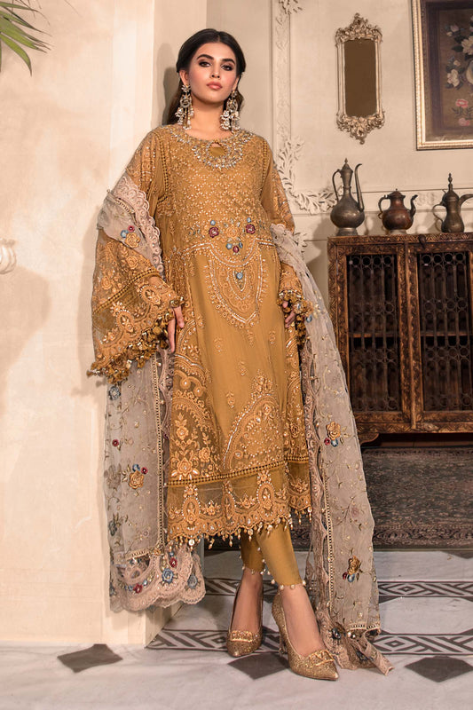 3 Piece Embroidered Chiffon Suit | Gleam 25
