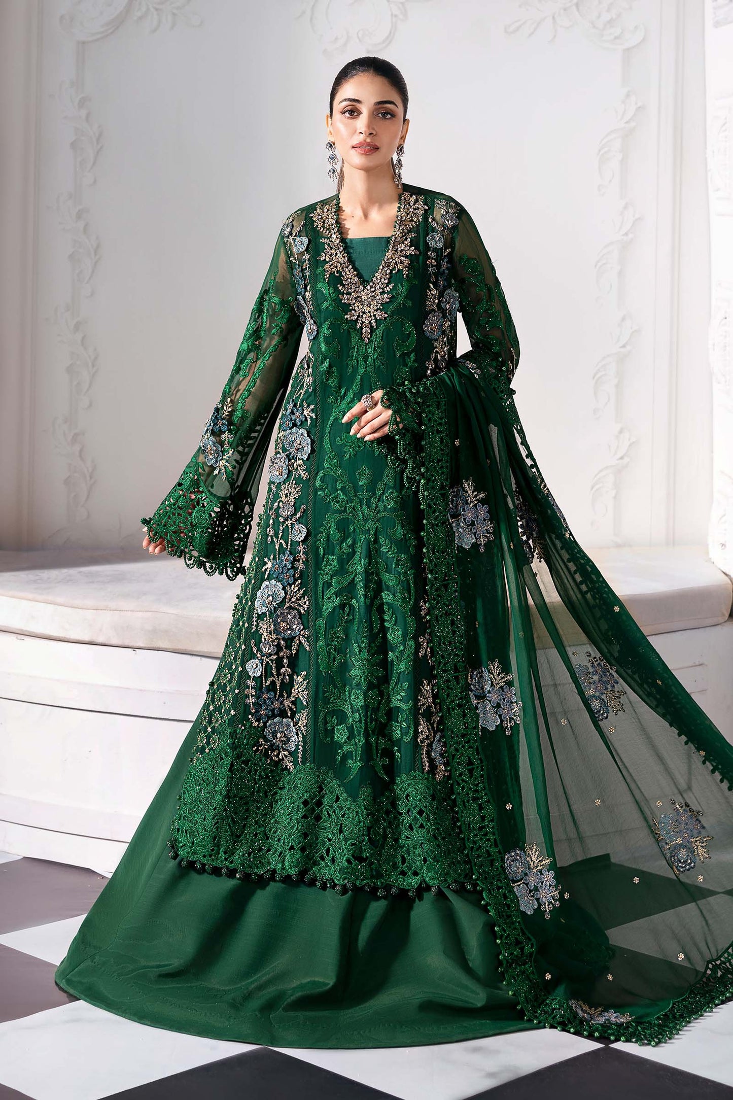 3 Piece Unstitched Embroidered Chiffon Suit | Gleam 25
