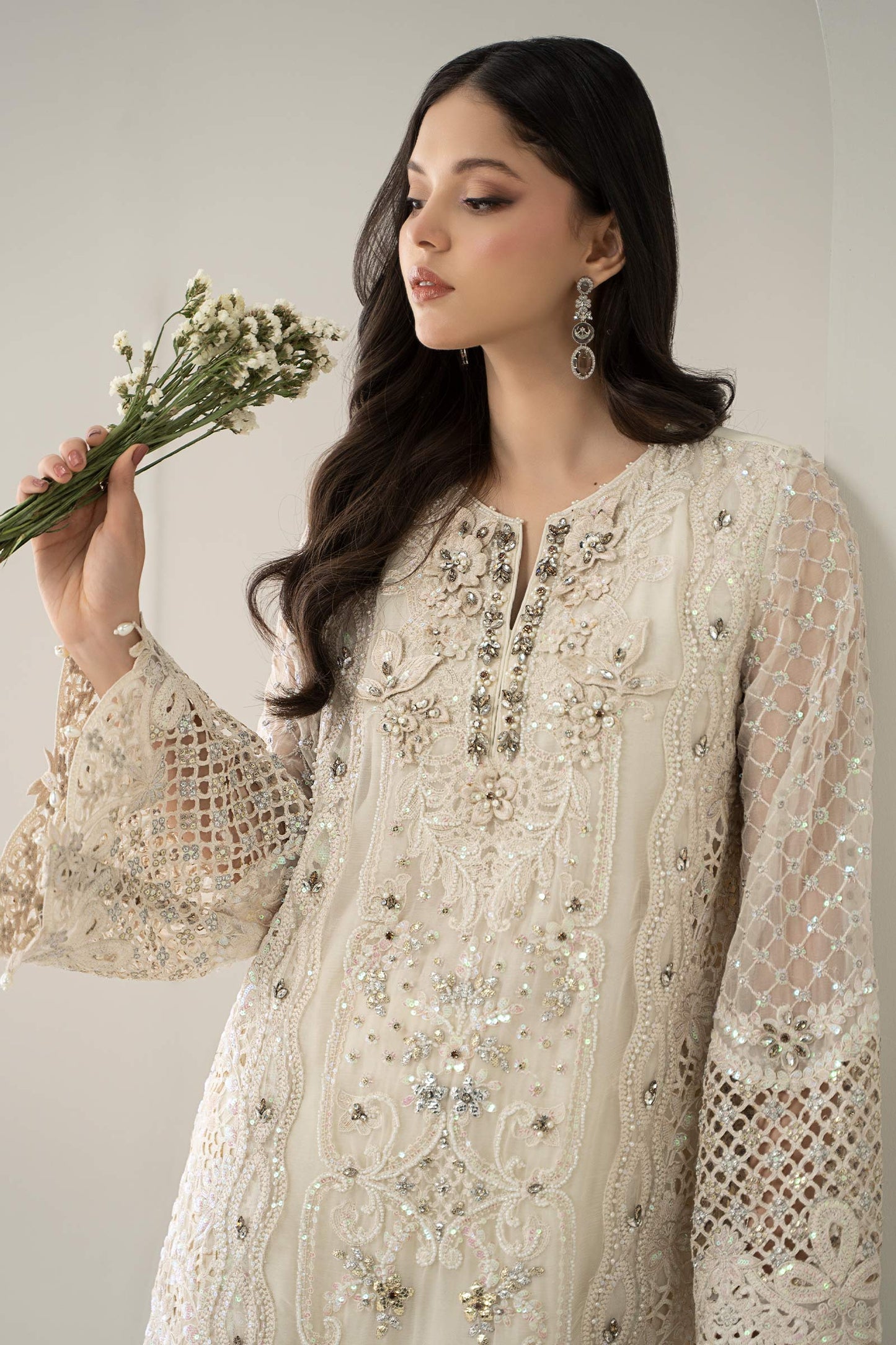 3 Piece Embroidered Chiffon Suit | Gleam 25