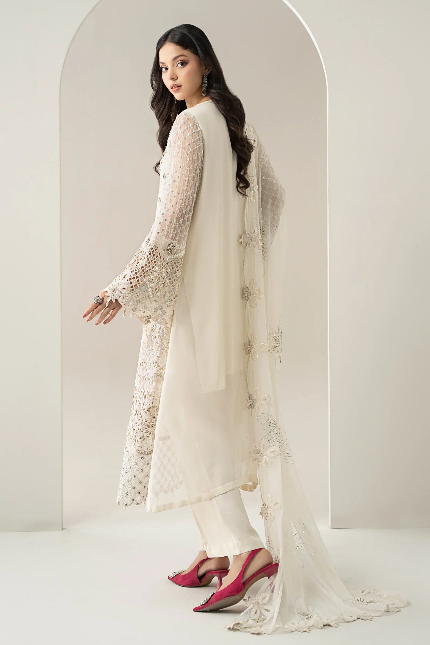 3 Piece Embroidered Chiffon Suit | Gleam 25