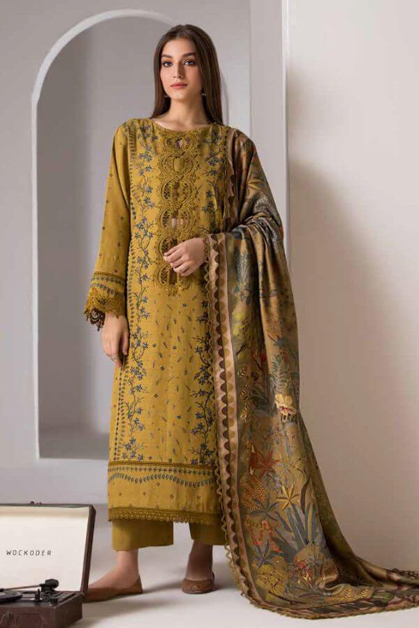 3 Piece Unstitched Embroidered Dhanak Suit | Vol 1