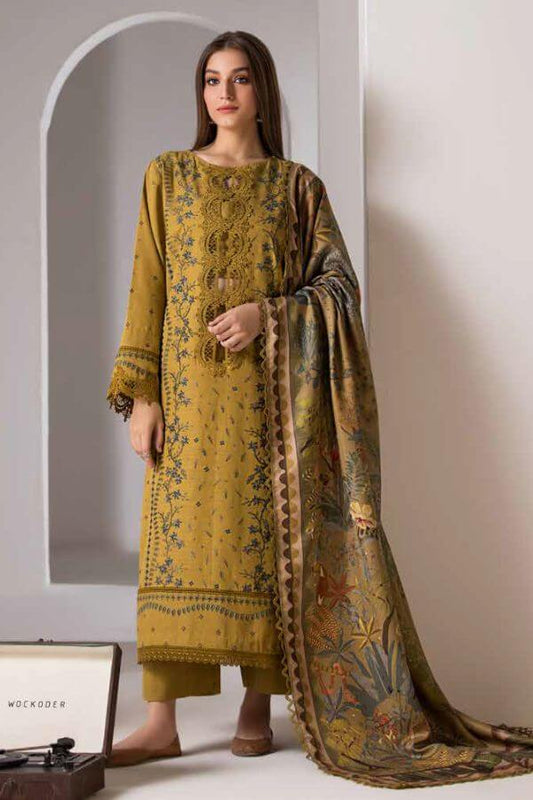 3 Piece Unstitched Embroidered Dhanak Suit | Vol 1