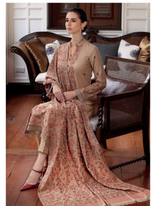 3 Piece Unstitched Embroidered Dhanak Suit | Vol 1