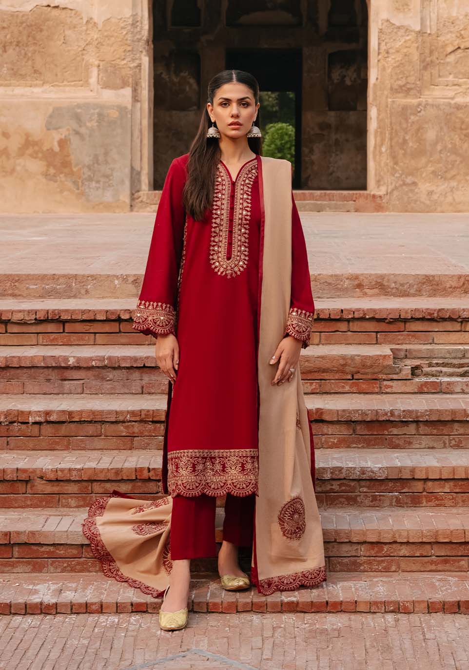 3 Piece Unstitched Embroidered Dhanak Suit | Vol 1